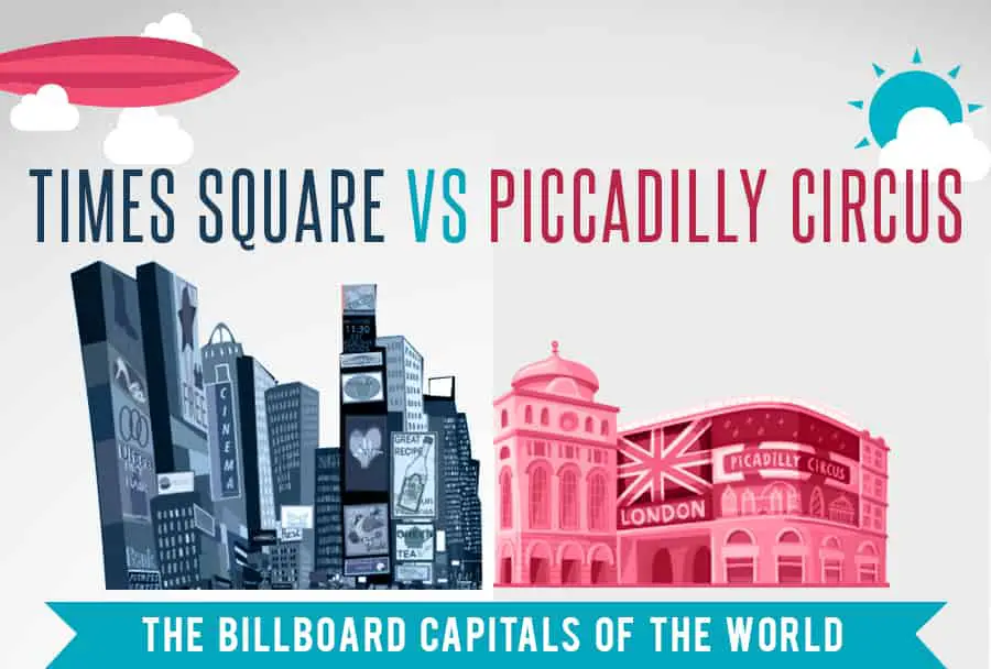 Times Square Vs Piccadilly Circus: The Billboard Capitals of the World - Infographic