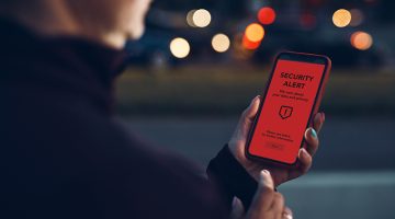Security alert on smartphone screen