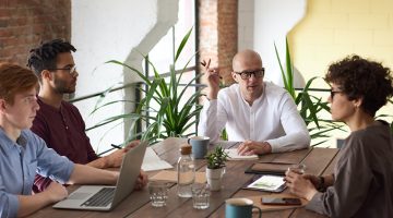 Team having a work meeting