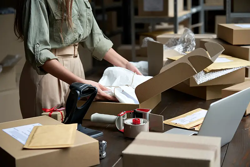 small business owner seller entrepreneur packing package