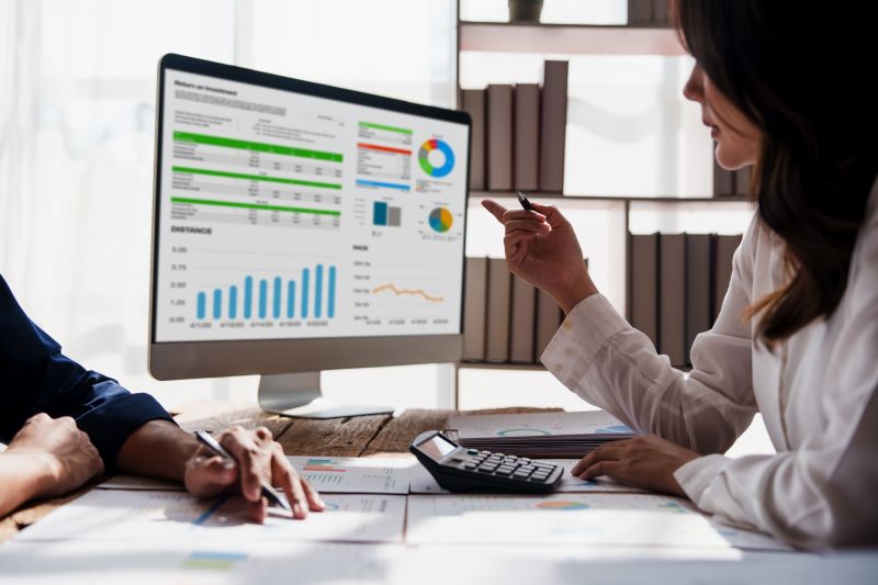 Close up business people analyze fund investment. Business Consulting, meeting, finance investment