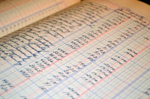 Bookkeeping book with entries