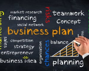 business plan concept blackboard
