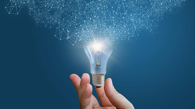 Innovative idea in businessman hand concept design