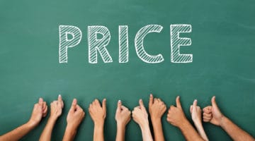 The word price written on board with lots of hands giving thumbs up