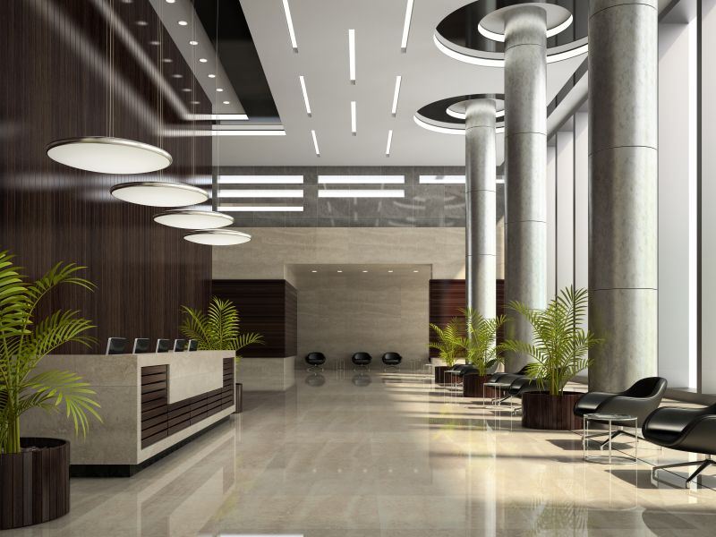 Bright Modern Office Lobby with Stylish Furniture