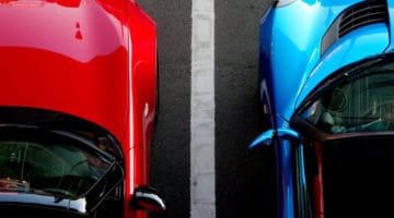close up view of two cars taken from above