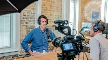 Man in podcast