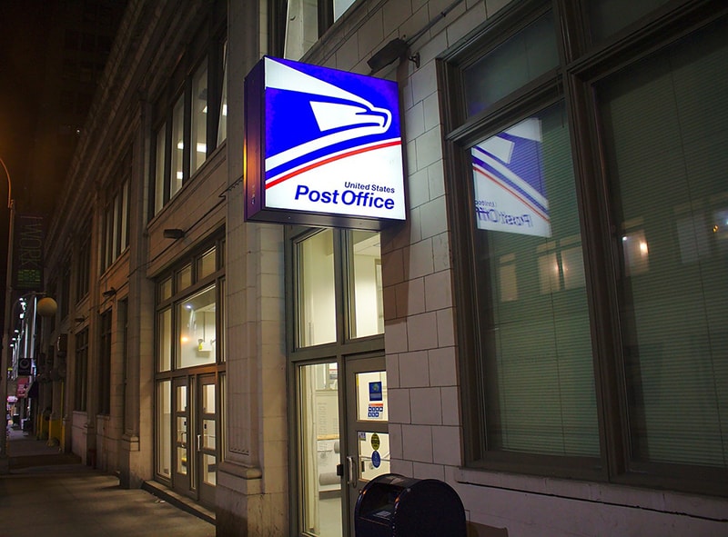 USPS - US Post Office sign outside post office