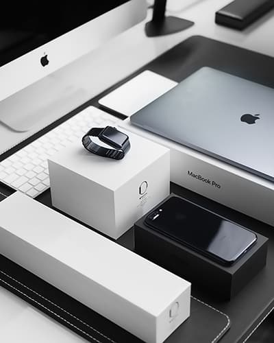 Apple products unboxed from packaging