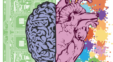 illustration brain heaert balance emotion intelligence - EQ and IQ
