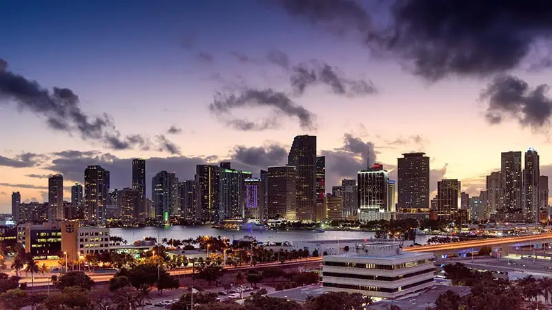 South Florida Miami Florida sunset skyline