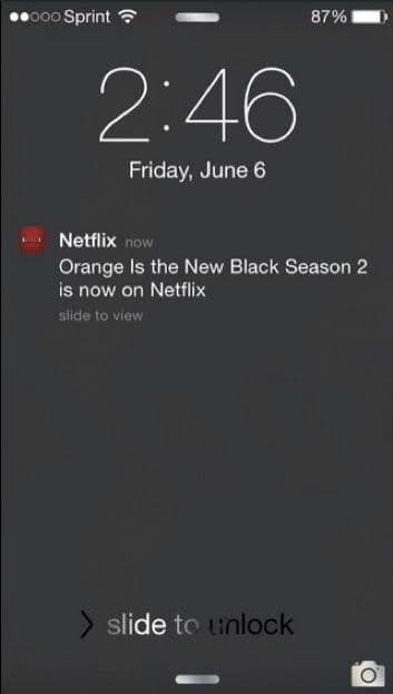 A mobile screen with notification from Netflix.
