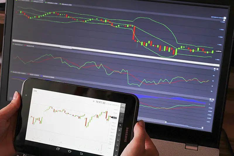 Forex trading analysis forex chart on the laptop and tablet screen