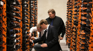 inside facility checking the data server