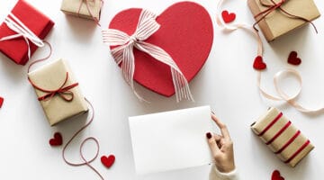 wrapped gifts for Valentine's