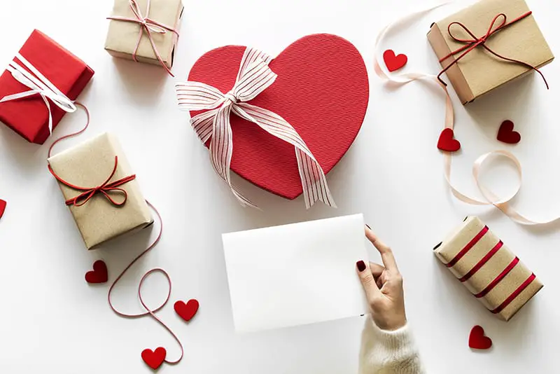 wrapped gifts for Valentine's