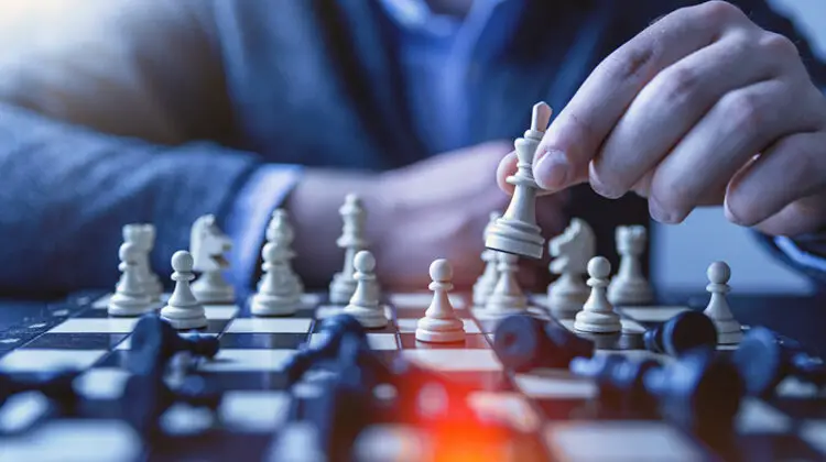 A man playing chess