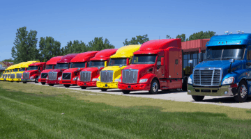 Transport truck in the parking
