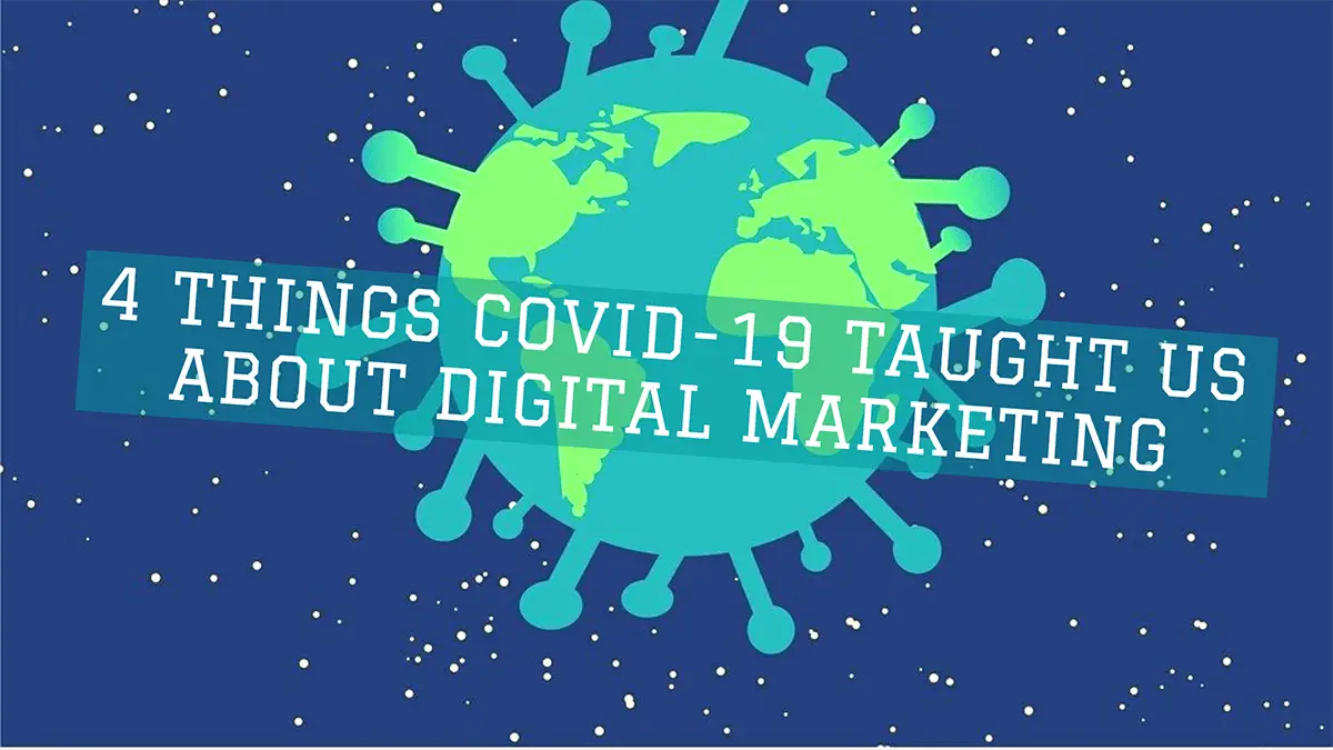 4 Things COVID-19 Taught Us About Digital Marketing - banner across Corona virus illustration