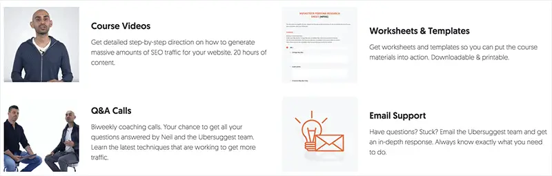Ubersuggest course videos and training material guide