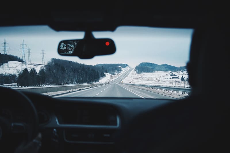Driving car windshield