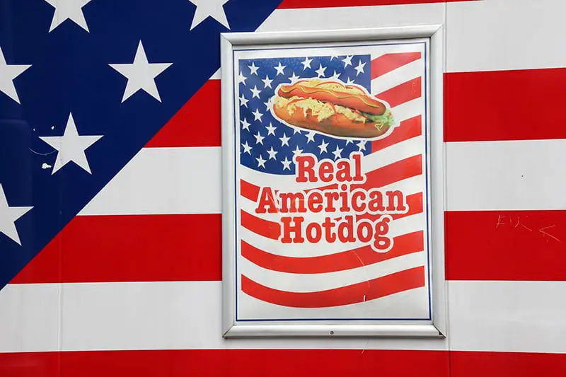 Advertising real american hotdog