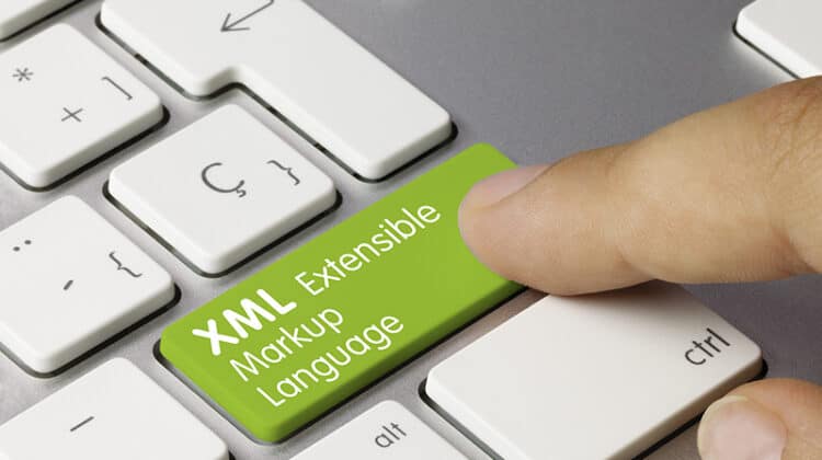 Keyboard with green XML Extensible markup language key