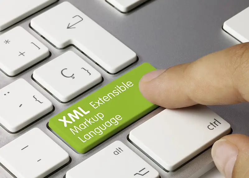 Keyboard with green XML Extensible markup language key