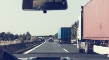 driver on the highway - view from windscreen - trucks