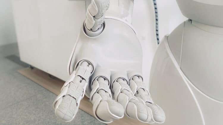 Closeup photo of white robot arm