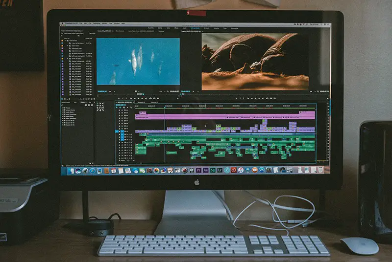 Video maker software on black iMac screen