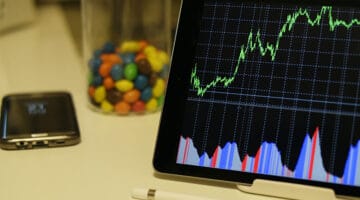 Android tablet turned on displaying a graph