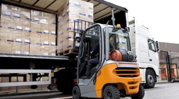 Man operating the forklift