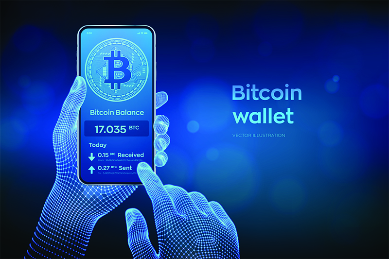 Bitcoin wallet interface on smartphone screen