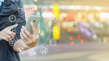 person hand using smartphone icon web