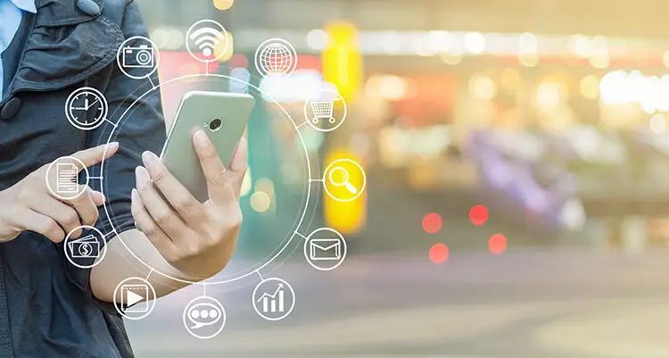 person hand using smartphone icon web
