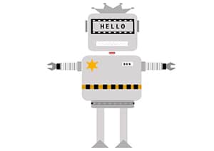 A gray robot illustration