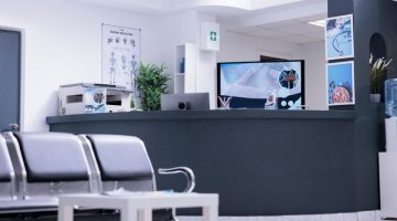 Medical center workspace without health professionals attending