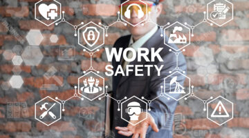 Businessman with work safety text illustration