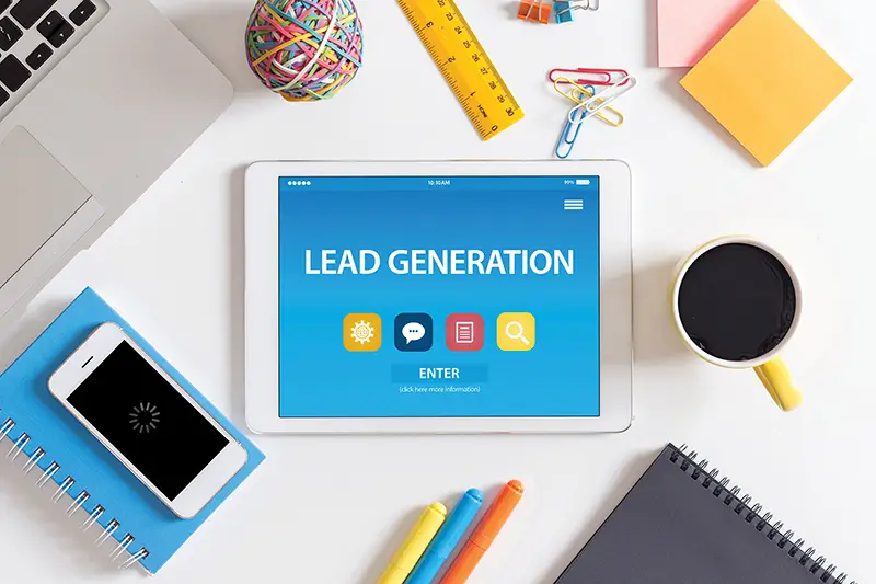 Lead generation concept on tablet screen