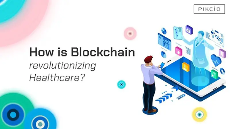 Blockchain revolutionizing healthcare illustration