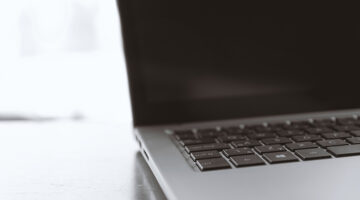 Laptop in black and white photo