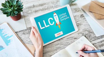 LLC Limited Liability Company. Business strategy and technology concept.
