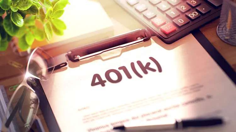 401k on clipboard office desk