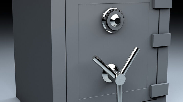 Grey safe. security vault