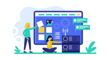 Woman and computer illustration