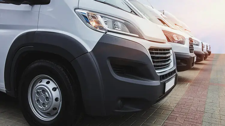 Front end of white van