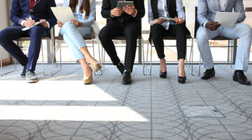 Stressful people waiting for job interview