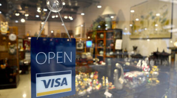 Open Visa sign - shop open sign shop window